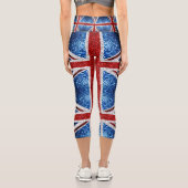 イギリス国旗の赤い青の白いきらめきグリッター カプリレギンス (裏面)