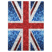 イギリス国旗の赤い青の白いきらめきグリッター クリップボード (裏面)