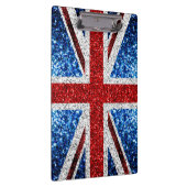 イギリス国旗の赤い青の白いきらめきグリッター クリップボード (右)