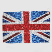 イギリス国旗の赤い青の白いきらめきグリッター ゴルフタオル (横)