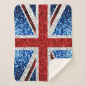 イギリス国旗の赤い青の白いきらめきグリッター シェルパブランケット (正面)