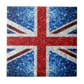 イギリス国旗の赤い青の白いきらめきグリッター タイル (正面)