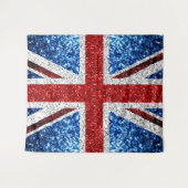 イギリス国旗の赤い青の白いきらめきグリッター タペストリー (正面(横))