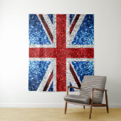 イギリス国旗の赤い青の白いきらめきグリッター タペストリー (インサイチュ)