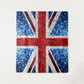 イギリス国旗の赤い青の白いきらめきグリッター タペストリー (正面)