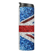 イギリス国旗の赤い青の白いきらめきグリッター タンブラー (回転右)