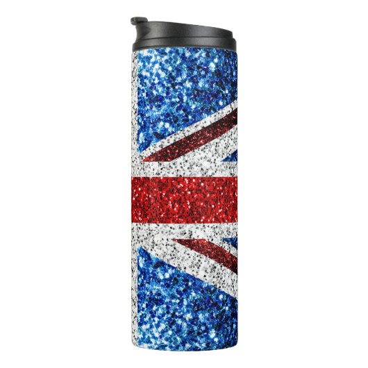 イギリス国旗の赤い青の白いきらめきグリッター タンブラー (回転右)