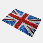 イギリス国旗の赤い青の白いきらめきグリッター ドアマット (アングル)