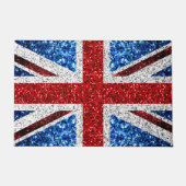 イギリス国旗の赤い青の白いきらめきグリッター ドアマット (正面)