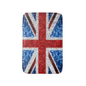 イギリス国旗の赤い青の白いきらめきグリッター バスマット (正面縦)