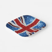 イギリス国旗の赤い青の白いきらめきグリッター ペーパープレート (傾斜あり)