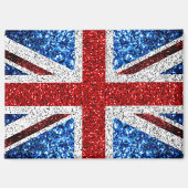 イギリス国旗の赤い青の白いきらめきグリッター マグネット (正面)