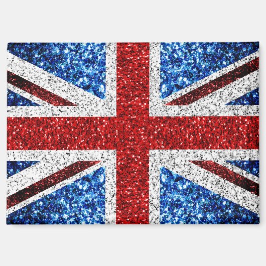 イギリス国旗の赤い青の白いきらめきグリッター マグネット (正面)