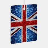 イギリス国旗の赤い青の白いきらめきグリッター メタルオーナメント (正面右)