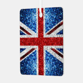 イギリス国旗の赤い青の白いきらめきグリッター メタルオーナメント (正面左)