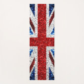 イギリス国旗の赤い青の白いきらめきグリッター ヨガマット (正面)