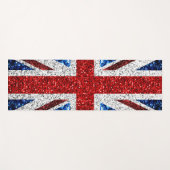 イギリス国旗の赤い青の白いきらめきグリッター ヨガマット (正面(横))