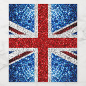 イギリス国旗の赤い青の白いきらめきグリッター ワインラベル (シングルラベル)