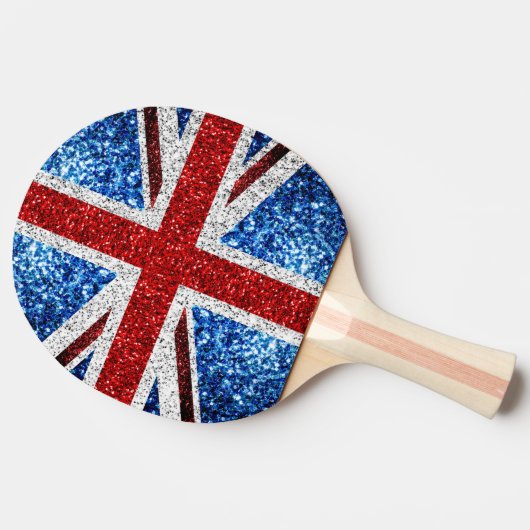 イギリス国旗の赤い青の白いきらめきグリッター 卓球ラケット (横)