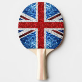 イギリス国旗の赤い青の白いきらめきグリッター 卓球ラケット (正面)