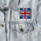 イギリス国旗の赤い青の白いきらめきグリッター 缶バッジ (インサイチュ)