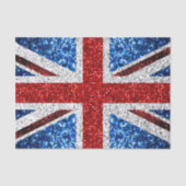 イギリス国旗の赤い青の白いきらめきグリッター 薄葉紙 (正面)