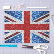 イギリス国旗の赤い青の白いきらめきグリッター