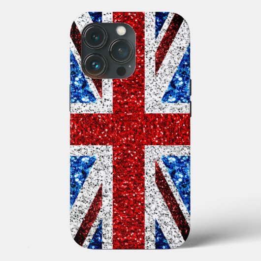イギリス国旗の赤い青の白いきらめきグリッター Case-Mate iPhoneケース (裏面)