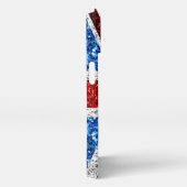 イギリス国旗の赤い青の白いきらめきグリッター iPhoneケース (右側面)