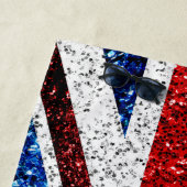 イギリス国旗の赤い青の白いスパークルグリッターモノグラム ビーチタオル (インサイチュ)