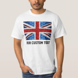 イギリス国旗の赤い青の白の輝きあなたのカスタム文字 Tシャツ