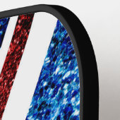 イギリス国旗の赤と青のきらめきグリッターモノグラム ピックルボールラケット (左詳細)