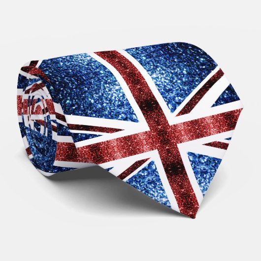 イギリス国旗の赤と青のキラキラのグリッター ネクタイ (ロール)
