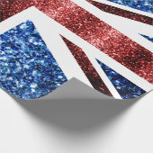 イギリス国旗の赤と青のキラキラのグリッター ラッピングペーパー (角)