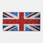 イギリス国旗の赤白青のグリッター きらきら光る デスクマット (正面)