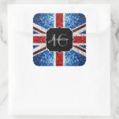 イギリス国旗の赤白青キラキラ輝く甘い16 スクエアシール (バッグ)