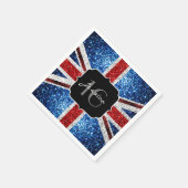 イギリス国旗の赤白青キラキラ輝く甘い16 スタンダードカクテルナプキン (角)