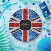 イギリス国旗の赤白青キラキラ輝く甘い16 ペーパープレート (パーティー)