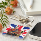 イギリス国旗を持つチャールズ3世 キーホルダー (正面右)