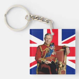 イギリス国旗を持つチャールズ3世 キーホルダー