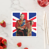 イギリス国旗を持つチャールズ3世 スタンダードカクテルナプキン (インサイチュ)