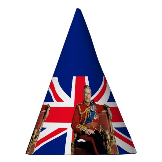 イギリス国旗を持つチャールズ3世 パーティーハット (右)