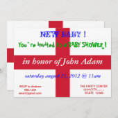 イギリス国旗を持つベビーシャワー招待状 招待状 (正面/裏面)