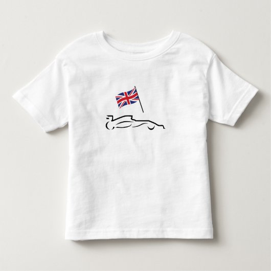 イギリス国旗を持つレースカーラインスケッチ トドラーTシャツ (正面)