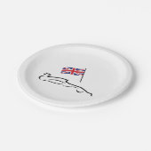 イギリス国旗を持つレースカーラインスケッチ ペーパープレート (アングル)