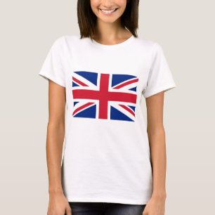 イギリス国旗を持つ女性Tシャ統一されたツ Tシャツ