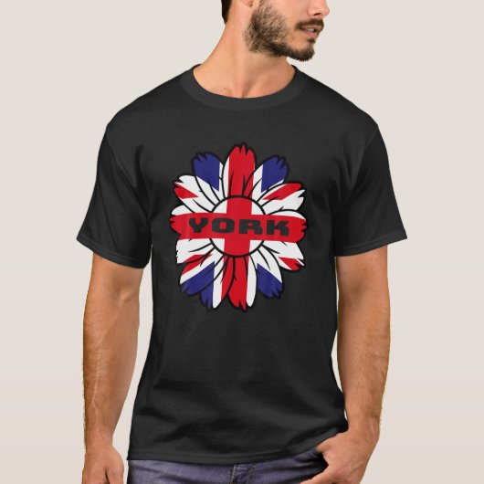 イギリス国旗イギリスイギリスサンフラワーヨークユニ Tシャツ (正面)