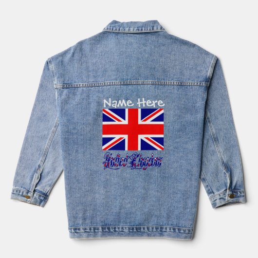 イギリス国旗パーソナライズギフト 白 デニムジャケット (裏面)