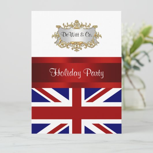 イギリス国旗パーティの招待状赤白青V 招待状 (スタンド正面)