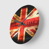 イギリス国旗ロンドン旅行バケーション4名 ラウンド壁時計 (傾斜)